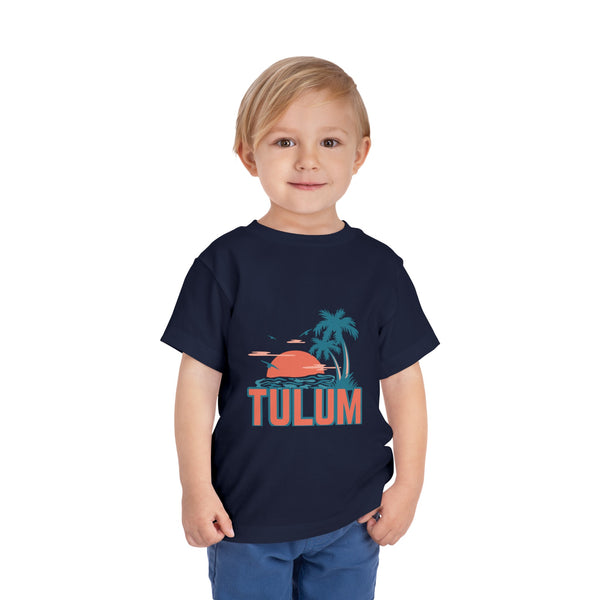 Tulum, Mexico Toddler T-Shirt - Retro Palm Tree Toddler Tulum Shirt