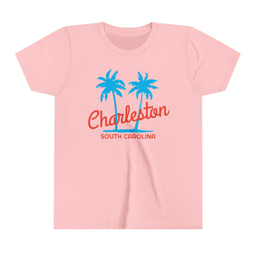 Buy pink Charleston, South Carolina Youth Shirt - Retro Palm Tree Charleston Kid's T-Shirt