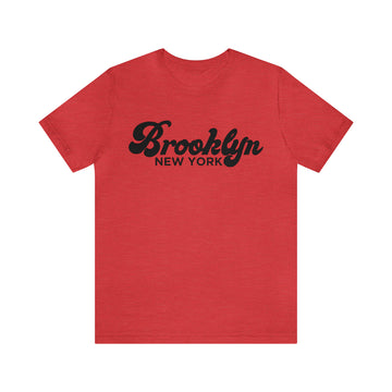 Buy heather-red Brooklyn, New York T-Shirt - Retro Unisex Brooklyn Shirt - Retro Script