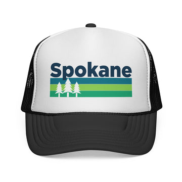Spokane, Washington Retro Trees Trucker Hat - Vintage Style Spokane Cap