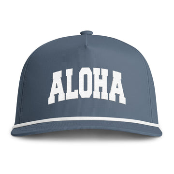 Aloha Embroidered Rope Hat - Vintage Sunwashed Rope Cap, Comfort Colors