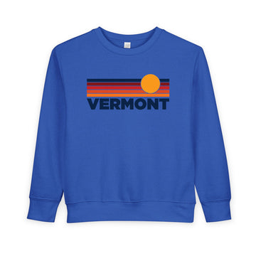 Buy royal Vermont Toddler Sweatshirt - Retro Sun Vermont Toddler Crewneck Sweatshirt