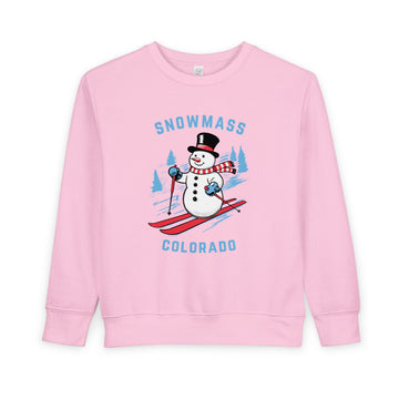 Buy pink Snowmass, Colorado Toddler Sweatshirt - Skiing Snowman Snowmass Toddler Crewneck Sweatshirt