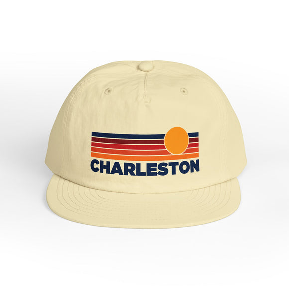 Charleston, South Carolina retro sunset Surf Cap | vintage striped sun state hat