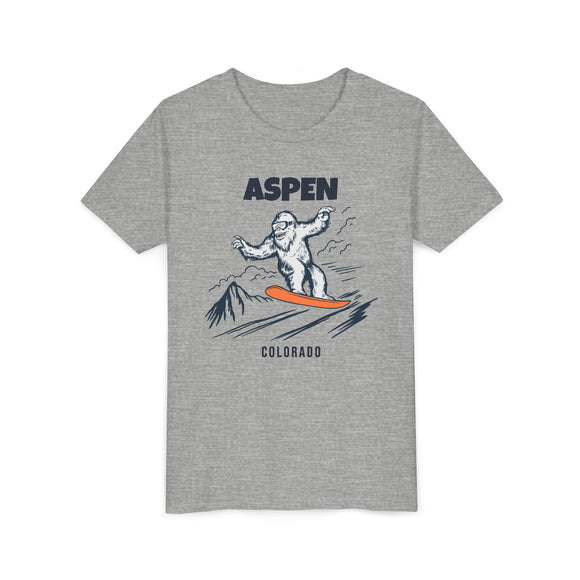 Aspen, Colorado Yeti Snowboard Youth Tee - Kids Skiing Shirt