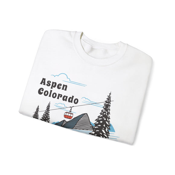 Aspen, Colorado Sweatshirt - Unisex Retro Ski Mountain Gondola Aspen Sweatshirt