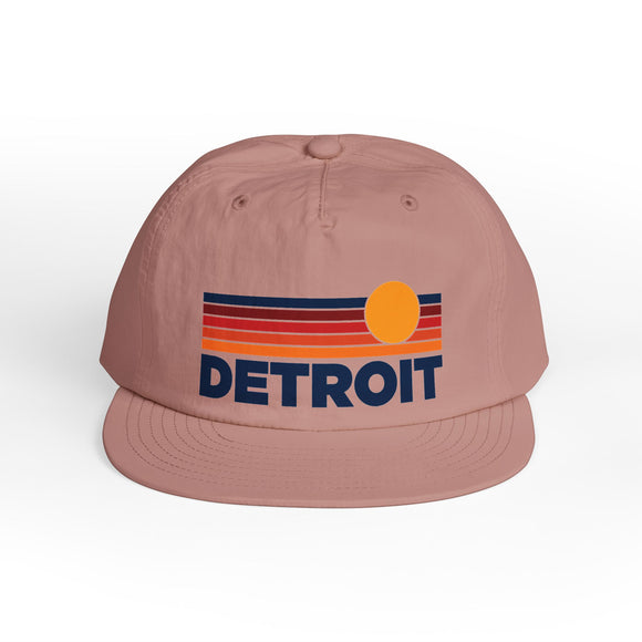 Detroit, Michigan retro sunset Surf Cap | vintage striped sun state hat