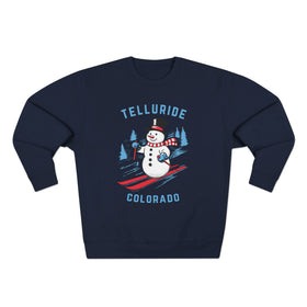 Buy navy Premium Telluride, Colorado Skiing Snowman Sweatshirt