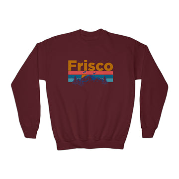 Buy maroon Frisco, Colorado Youth Sweatshirt - Unisex Kid's Frisco Crewneck Sweatshirt
