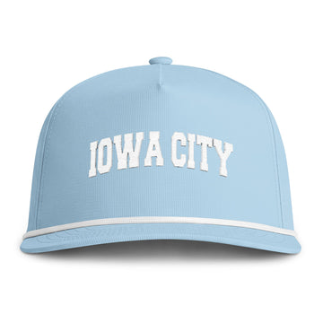Buy chambray Iowa City, Iowa Embroidered Rope Hat - Vintage Sunwashed Rope Cap, Comfort Colors
