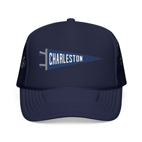 Charleston, South Carolina Pennant Trucker Hat — Retro Flag Foam Cap