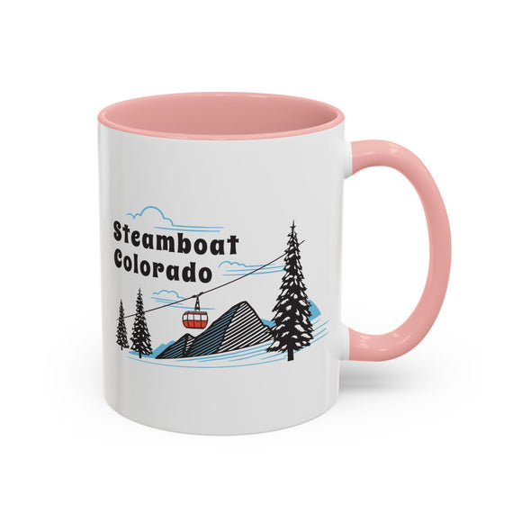 Steamboat, Colorado Retro Snow Skiing Mountain 11 oz Mug, Ski Lodge Decor Coffee Cup, Mountain Gondola  Lover Gift, Retro Skiing Mug