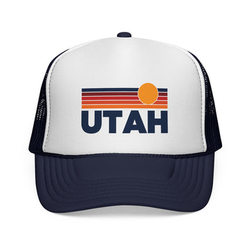 Buy dark-navy Utah Retro Sun Trucker Hat - Vintage Style Utah Cap