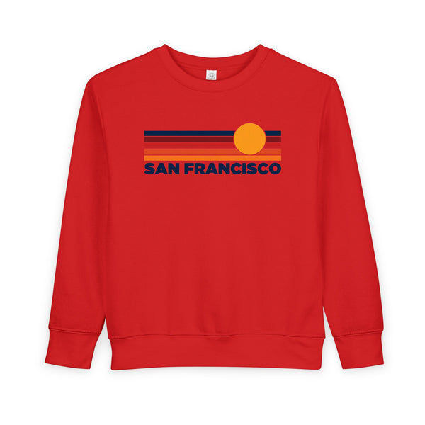 San Francisco, California Toddler Sweatshirt - Retro Sun San Francisco Toddler Crewneck Sweatshirt