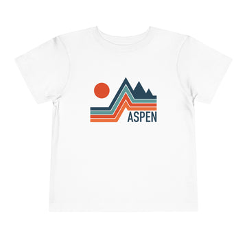 Aspen, Colorado Toddler T-Shirt - Retro Palm Tree Toddler Aspen Shirt - Minimal Peak - 0