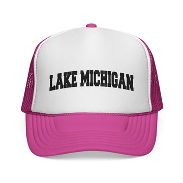 Buy pink Lake Michigan Retro Collegiate Style Trucker Hat