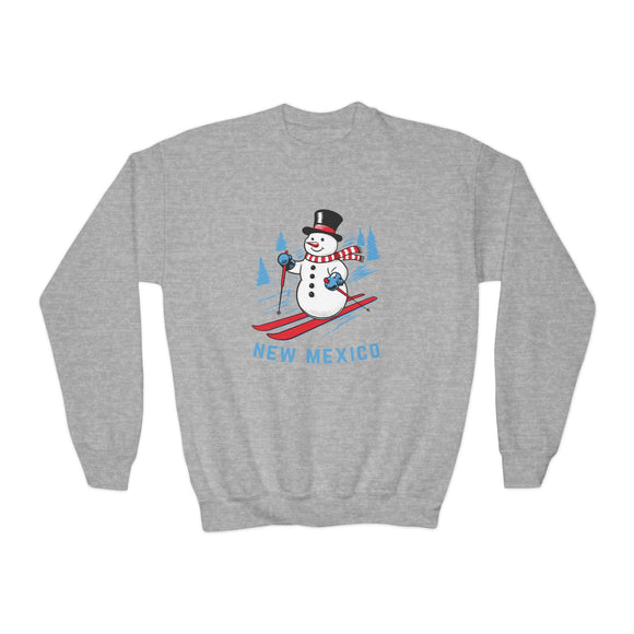 New Mexico Youth Crewneck Sweatshirt - Ski Snowman Unisex Kid's New Mexico Sweatshirt