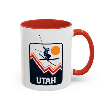 Utah Retro Snow Skiing Mountain 11 oz Mug, Ski Lodge Decor Coffee Cup, Mountain Lover Gift, Retro Skiing Mug