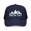 Kids Snow Day Trucker Hat - Youth Snapback Cap on white background