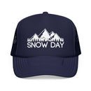 Kids Snow Day Trucker Hat - Youth Snapback Cap on white background
