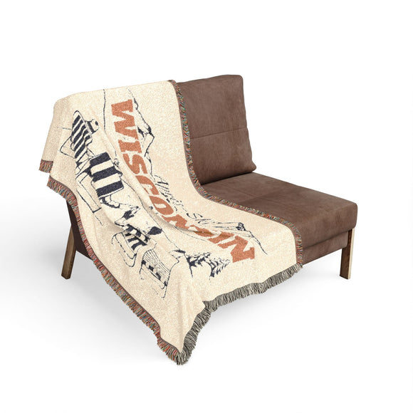Wisconsin Ski Town Throw Blanket | Mountain Woven Blanket