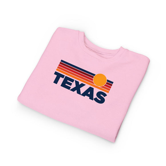 Texas Toddler Sweatshirt - Retro Sun Texas Toddler Crewneck Sweatshirt