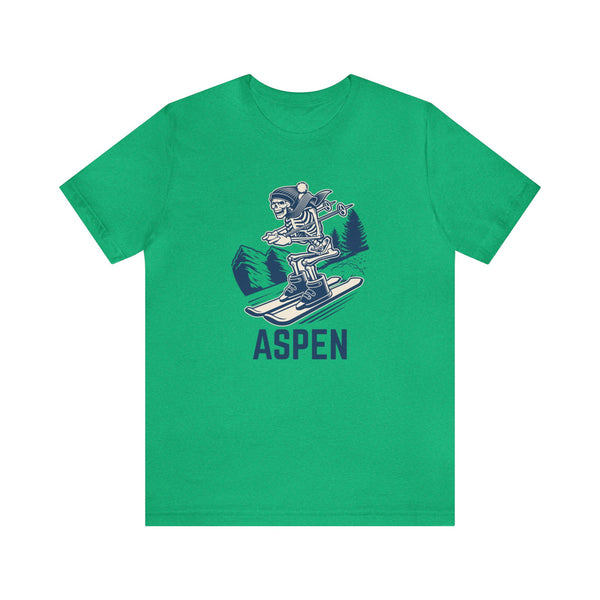 Aspen, Colorado T-Shirt - Skeleton Skier Unisex Aspen Shirt