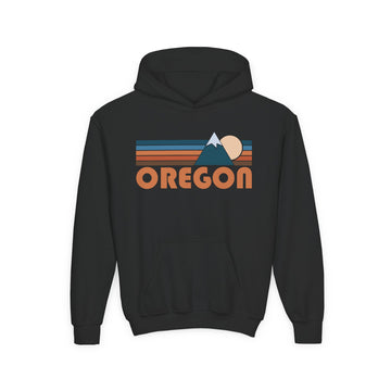 Oregon Youth Hoodie - Retro Mountain Oregon Youth Sweatshirt - 0