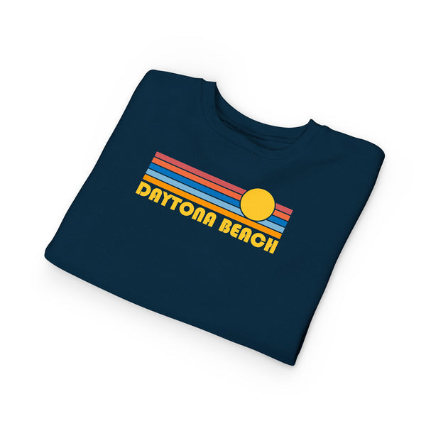 Daytona Beach, Florida Toddler Sweatshirt - Retro Sun Daytona Beach Toddler Crewneck Sweatshirt