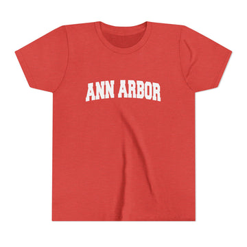 Buy heather-red Ann Arbor, Michigan Youth Graphic Tee - Kids Ann Arbor T Shirt