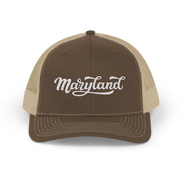 Buy brown-khaki Maryland Snapback Trucker Cap - Embroidered Maryland Hat