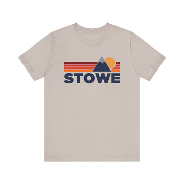 Buy heather-cool-grey Retro Stowe, Vermont T-shirt, Mountain Tee, Vintage Stowe Unisex Jersey Shirt, Outdoor Hiking Apparel