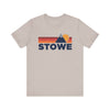 Retro Stowe, Vermont T-shirt, Mountain Tee, Vintage Stowe Unisex Jersey Shirt, Outdoor Hiking Apparel