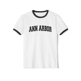 Buy white-black Ann Arbor, Michigan Cotton Ringer Graphic Tee - Unisex Ann Arbor T Shirt, Vintage Style Tee, Men's/Women's Tee