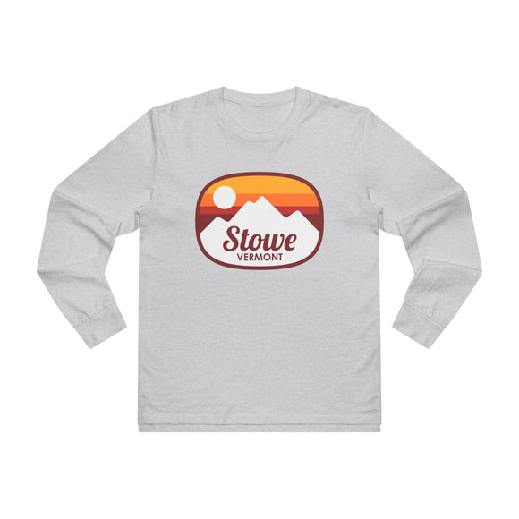 Stowe, Vermont Mens Base Long-sleeve Tee - Retro Ombre Heavy Weight Long Sleeve T-shirt