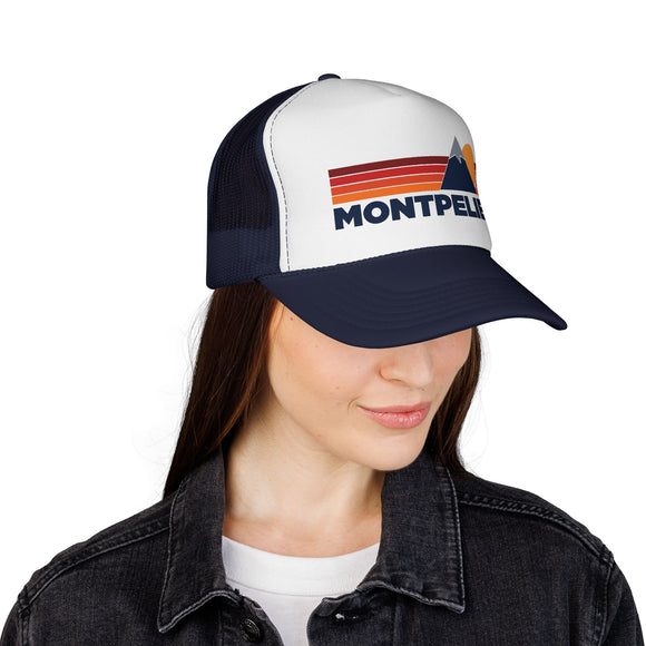 Montpelier, Vermont Retro Mountains Trucker Hat - Vintage Style Montpelier Cap