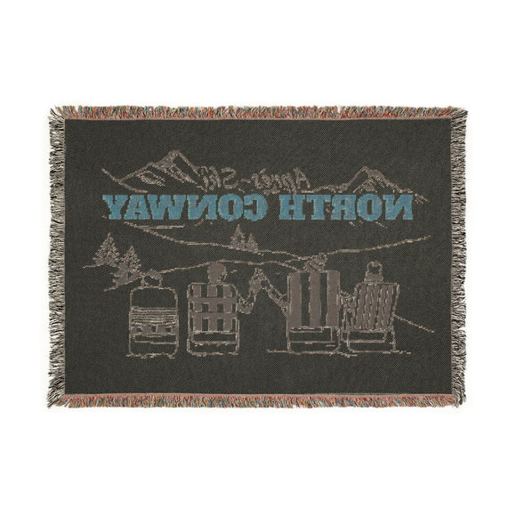 North Conway, New Hampshire Ski Town Throw Blanket | Mountain Woven Blanket