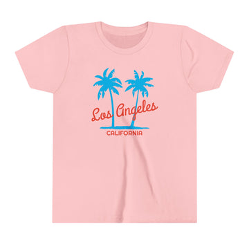 Buy pink Los Angeles, California Youth Shirt - Retro Palm Tree Los Angeles Kid's T-Shirt