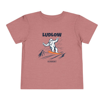 Buy heather-mauve Ludlow, Vermont Yeti Snowboard Toddler Tee