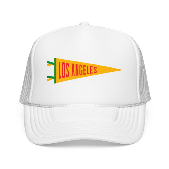 Los Angeles, California Pennant Trucker Hat — Retro Flag Foam Cap