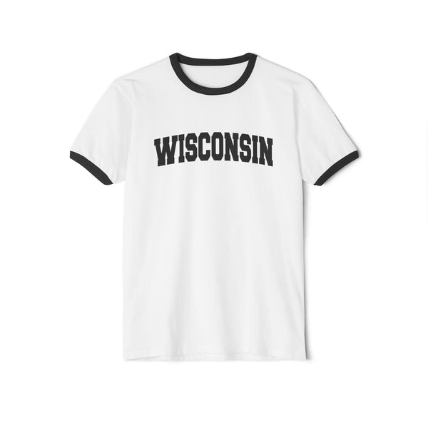 Wisconsin Cotton Ringer Graphic Tee - Unisex Wisconsin T Shirt, Vintage Style Tee, Men's/Women's Tee