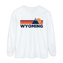 Wyoming Long Sleeve T-Shirt Retro Mountain, Unisex Wyoming Unisex Garment-dyed Long Sleeve T-Shirt-2
