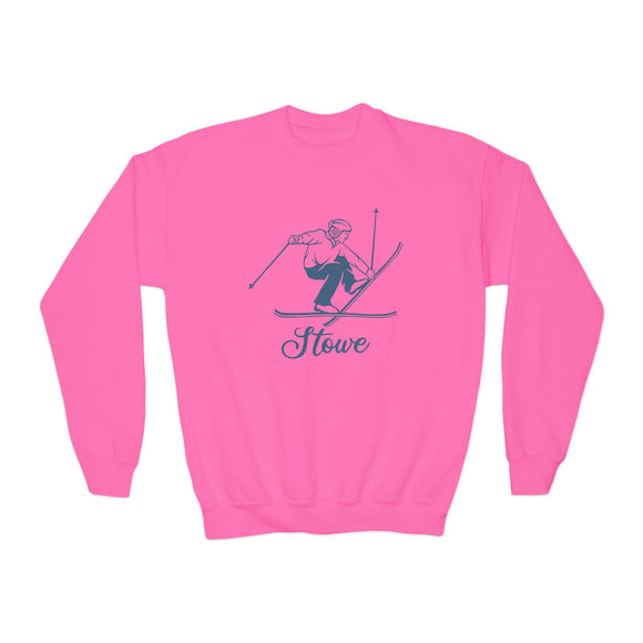 Stowe, Vermont Youth Crewneck Sweatshirt - Snow Ski Unisex Kid's Stowe, Vermont Sweatshirt