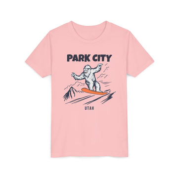 Buy pink Park City, Utah Yeti Snowboard Youth Tee - Kids Skiing Shirt