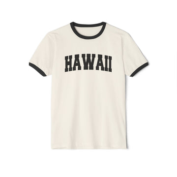 Hawaii Cotton Ringer Graphic Tee - Unisex Hawaii T Shirt, Vintage Style Tee, Men's/Women's Tee - 0