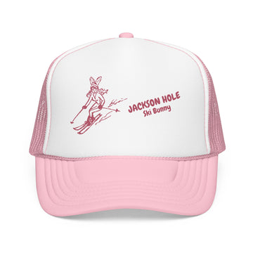 Buy light-pink-white Jackson Hole, Wyoming Ski Bunny Foam Trucker Hat