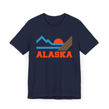 Buy navy Alaska Retro Mountains Sunset T-Shirt | Vintage Alaska Tee