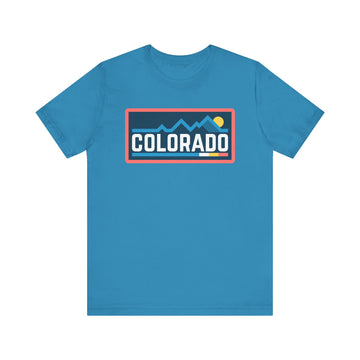 Buy aqua Colorado T Shirt - Retro Graphic Colorado Tee - Mountain Box Patch Bold