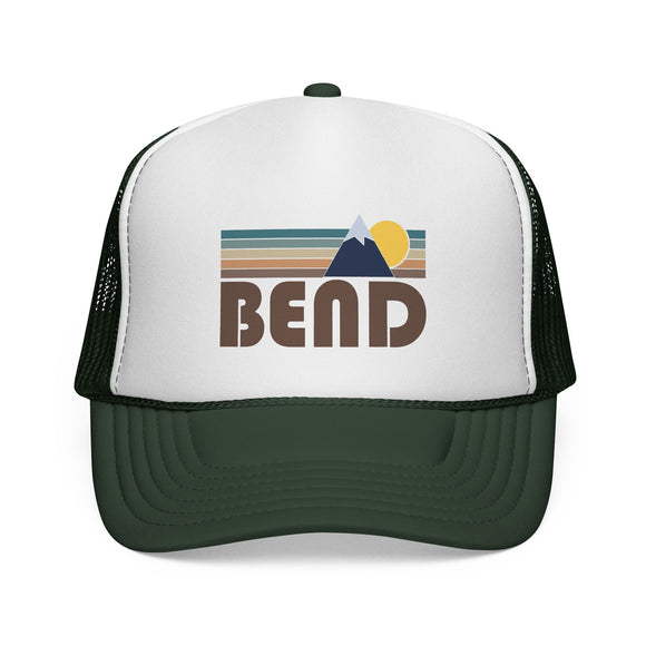Bend, Oregon Retro Mountains Trucker Hat - Vintage Style Bend Cap
