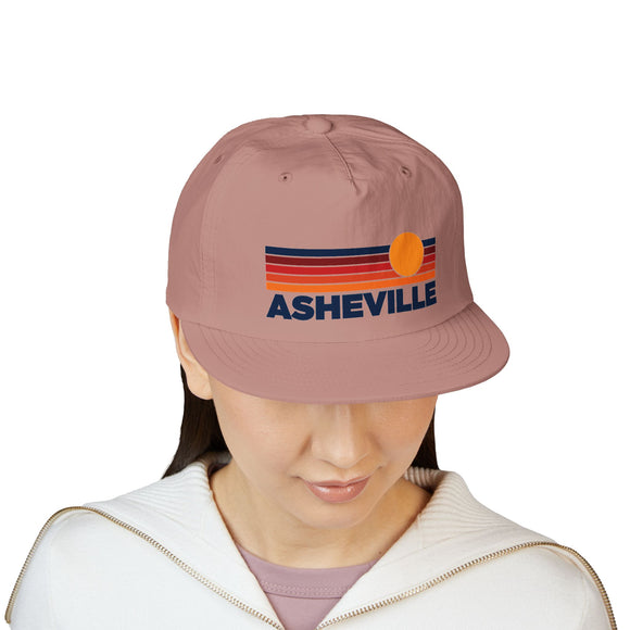 Asheville, North Carolina retro sunset Surf Cap | vintage striped sun state hat